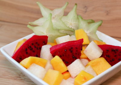 Exciting fruit salad with dragon and Starfruit