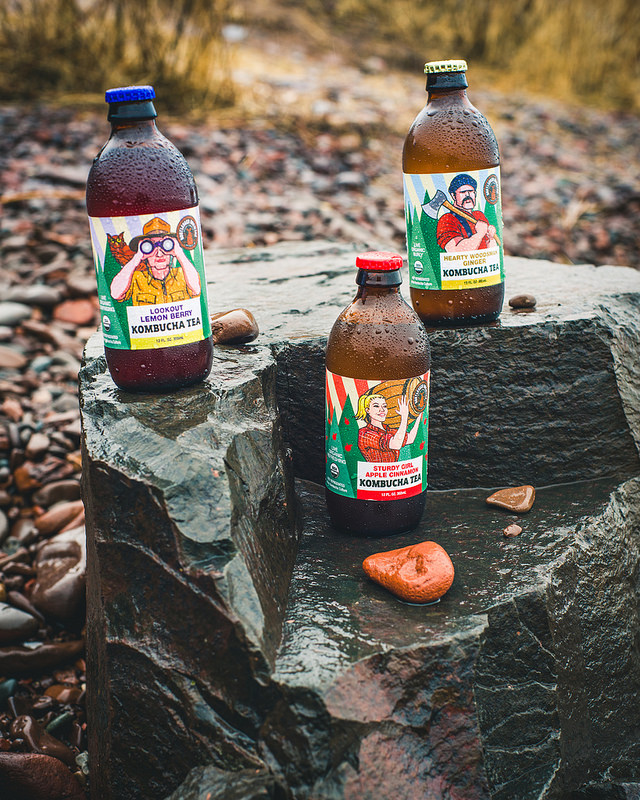 Bootlegger Brewing Kombucha 3 flavors on Rock